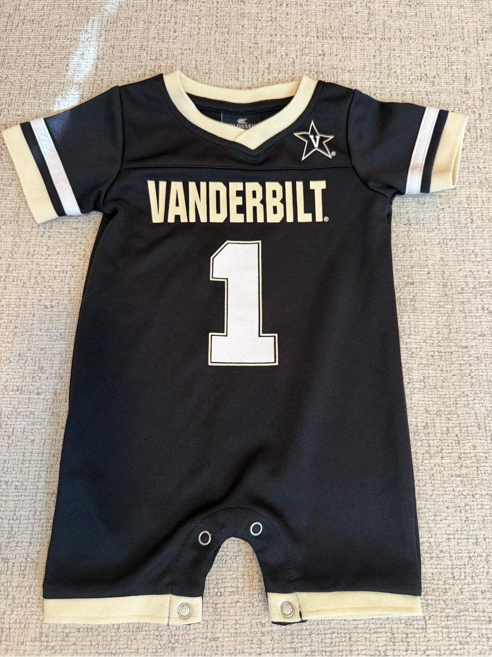 Colosseum Black and Cream Vanderbilt Baby One-Piece